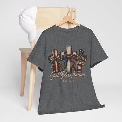 God Bless America Cross Tee