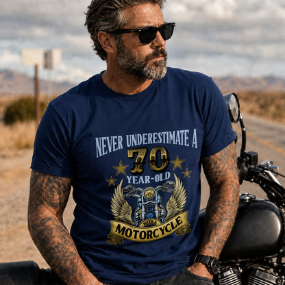 Never Underestimate a 70-Year-Old Motorcycle  T-Shirt