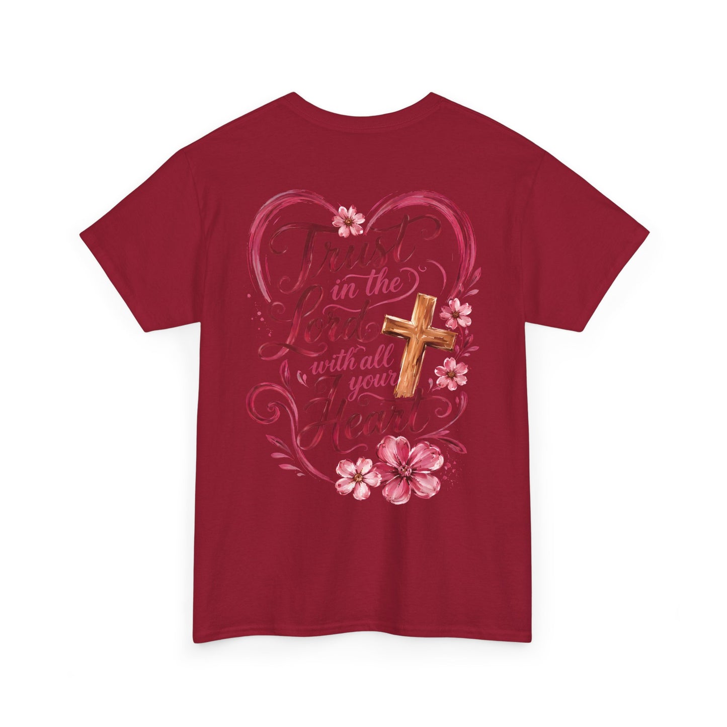 “Trust in the Lord with All Your Heart” Floral Cross Tee