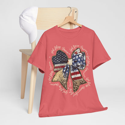 Patriotic American Flag Bow T-Shirt