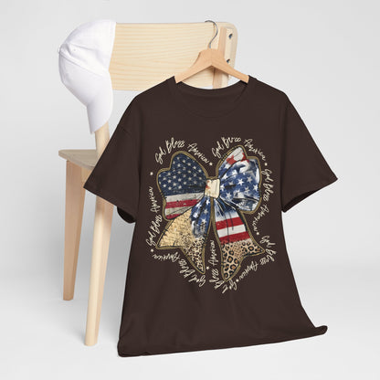 Patriotic American Flag Bow T-Shirt