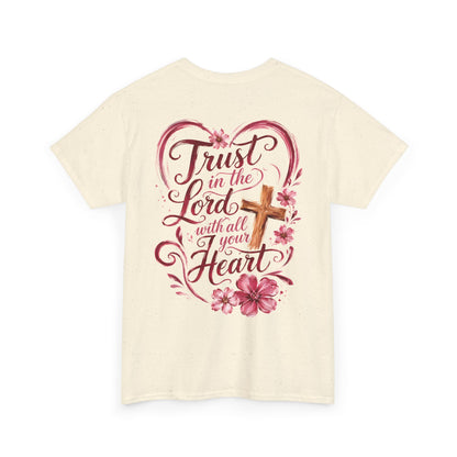 “Trust in the Lord with All Your Heart” Floral Cross Tee