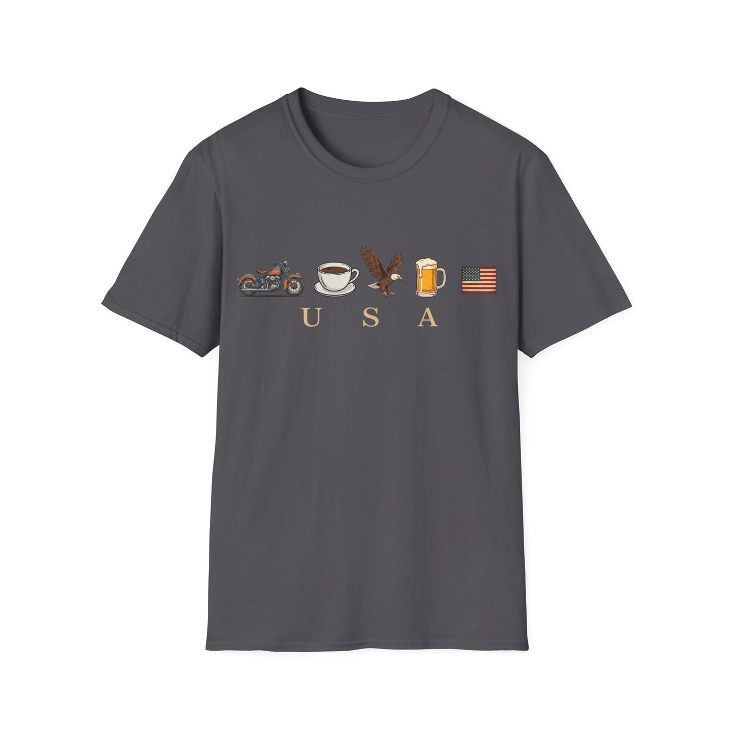 Motorcycle, Coffee, Eagle & Beer Patriotic Tee T-Shirt