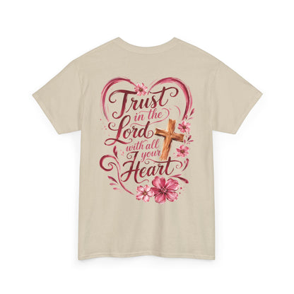 “Trust in the Lord with All Your Heart” Floral Cross Tee