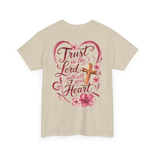 “Trust in the Lord with All Your Heart” Floral Cross Tee