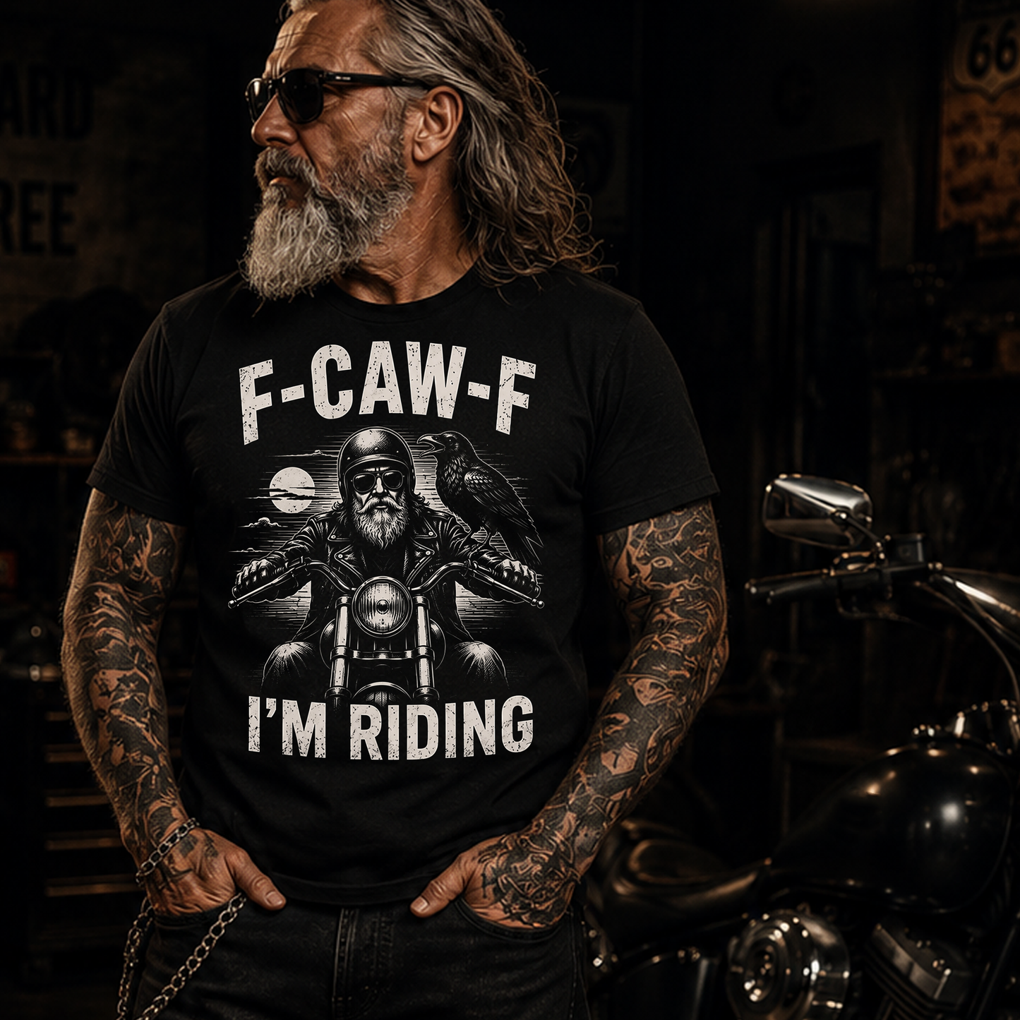 "F-CAW-F I'm Riding" Biker Raven Graphic T-Shirt