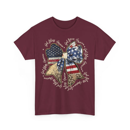 Patriotic American Flag Bow T-Shirt
