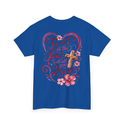 “Trust in the Lord with All Your Heart” Floral Cross Tee