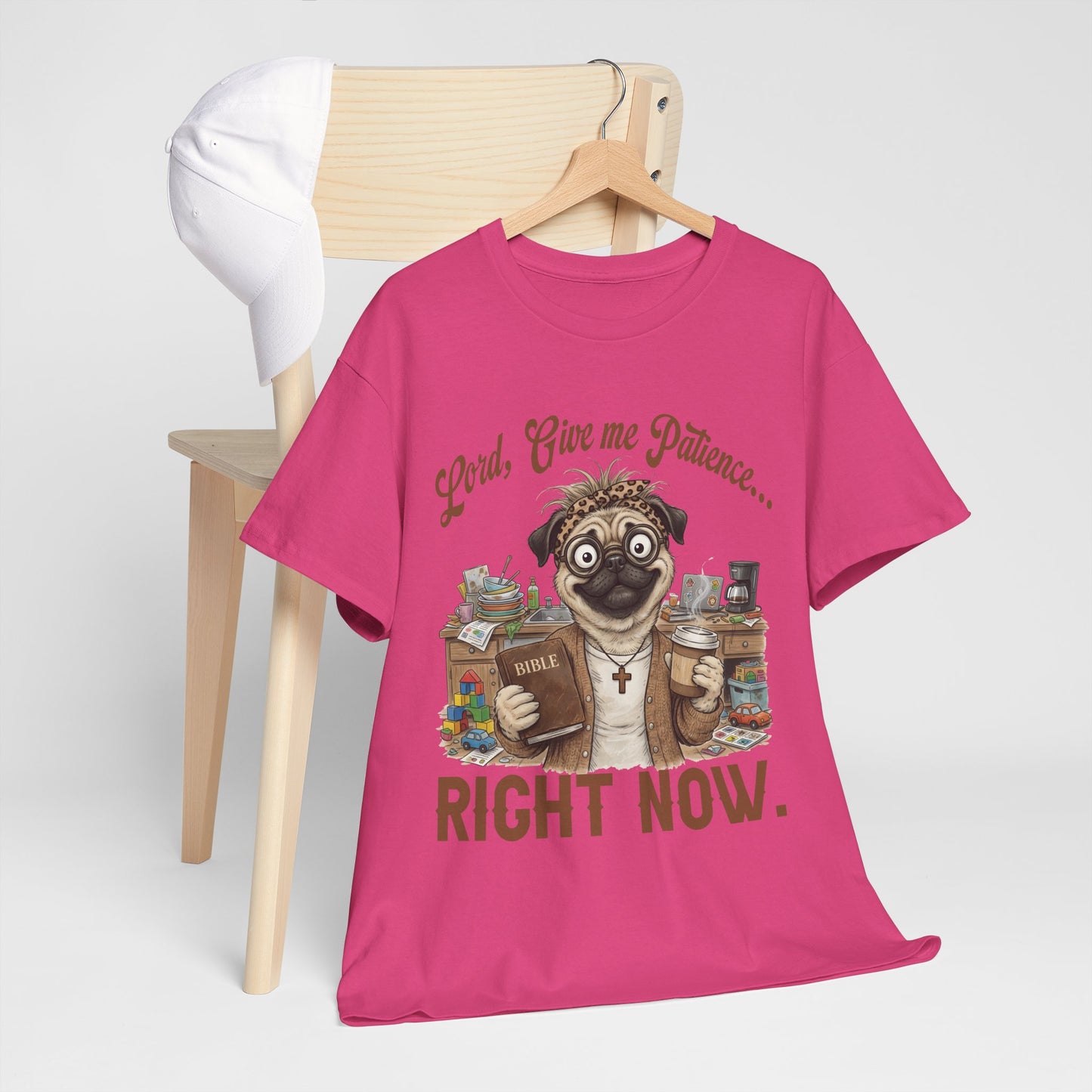"Lord, Give Me Patience... Right Now." Funny Religious Dog Tee