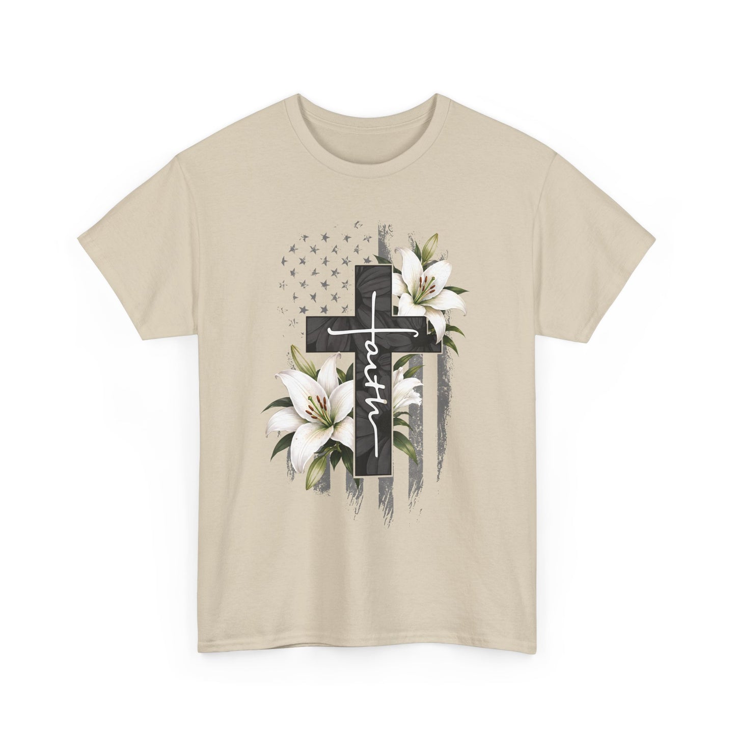 Faith Cross T-Shirt with Lilies