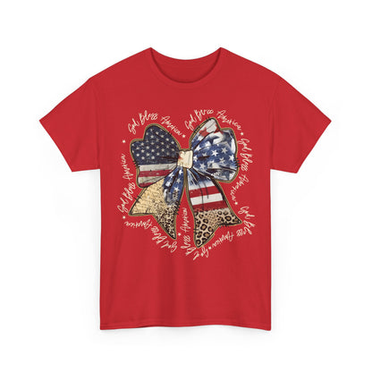 Patriotic American Flag Bow T-Shirt