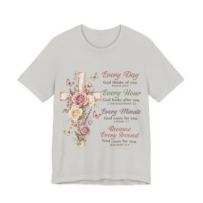Every Day Every Second Cross Floral -Christian Women T-Shirt