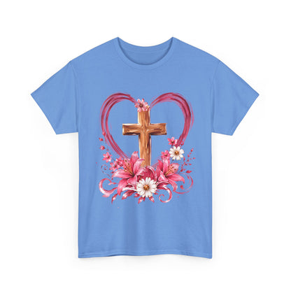 “Trust in the Lord with All Your Heart” Floral Cross Tee