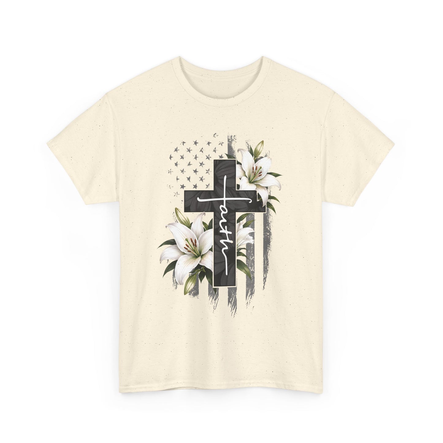 Faith Cross T-Shirt with Lilies