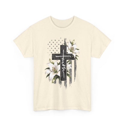 Faith Cross T-Shirt with Lilies