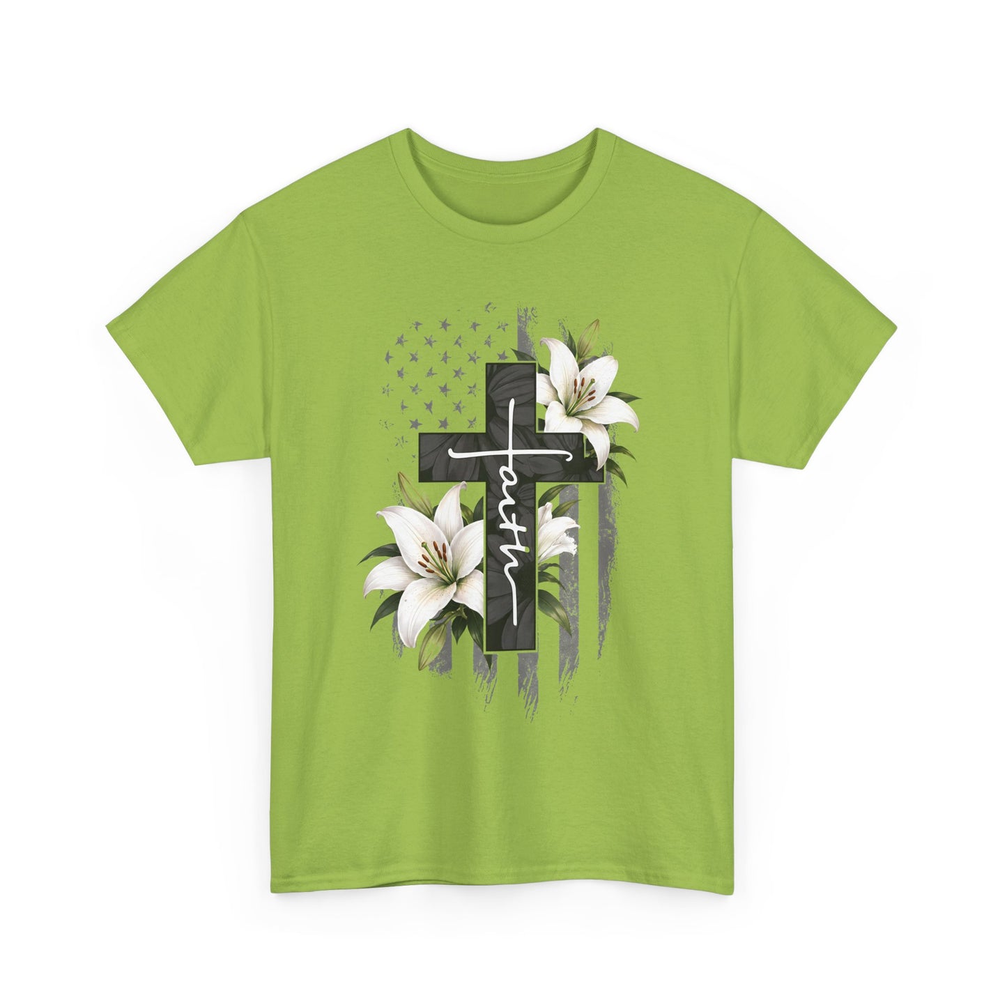 Faith Cross T-Shirt with Lilies