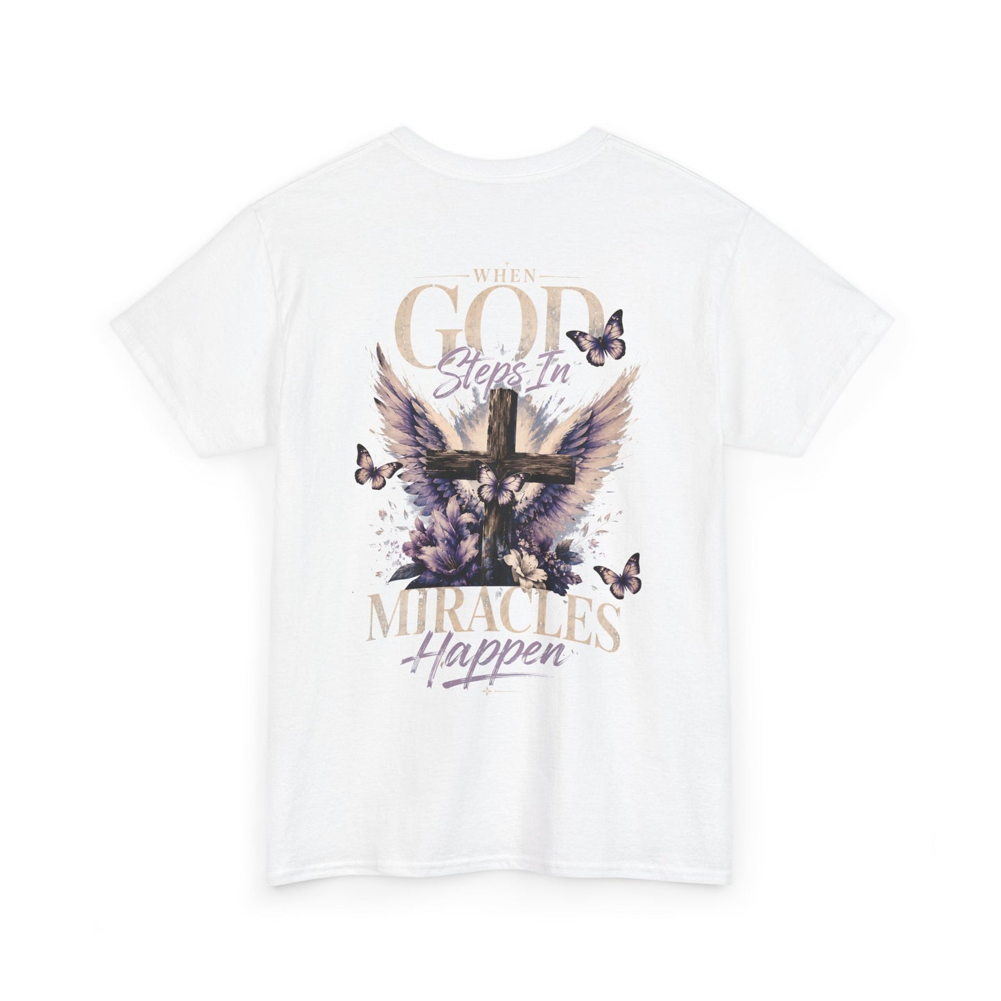 Christian Tee — "When God Steps In" Inspirational Cross T‑Shirt