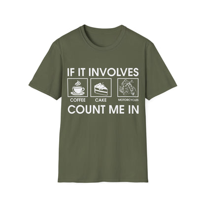 If It Involves Coffee, Cake & Motorcycles T-Shirt