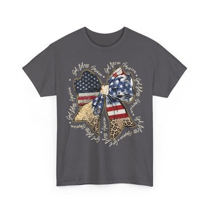 Patriotic American Flag Bow T-Shirt