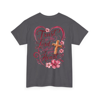 “Trust in the Lord with All Your Heart” Floral Cross Tee