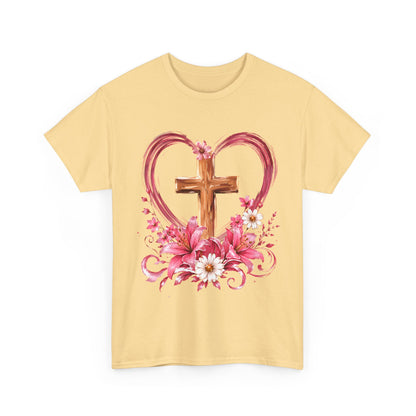 “Trust in the Lord with All Your Heart” Floral Cross Tee