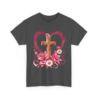 “Trust in the Lord with All Your Heart” Floral Cross Tee