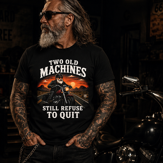 T‑Shirt — "Two Old Machines" Vintage Motorcycle Tee