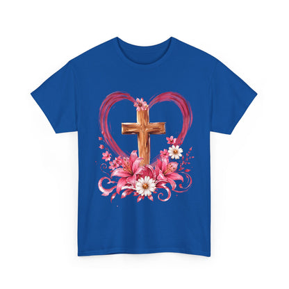 “Trust in the Lord with All Your Heart” Floral Cross Tee