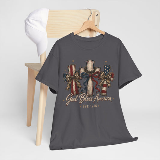 God Bless America Cross Tee