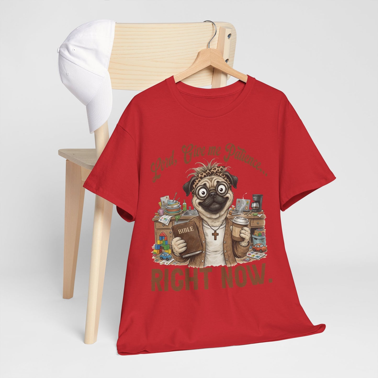 "Lord, Give Me Patience... Right Now." Funny Religious Dog Tee