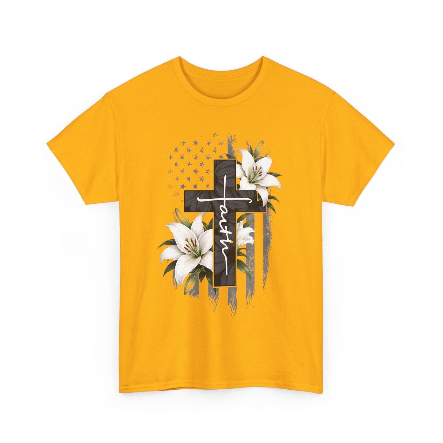 Faith Cross T-Shirt with Lilies