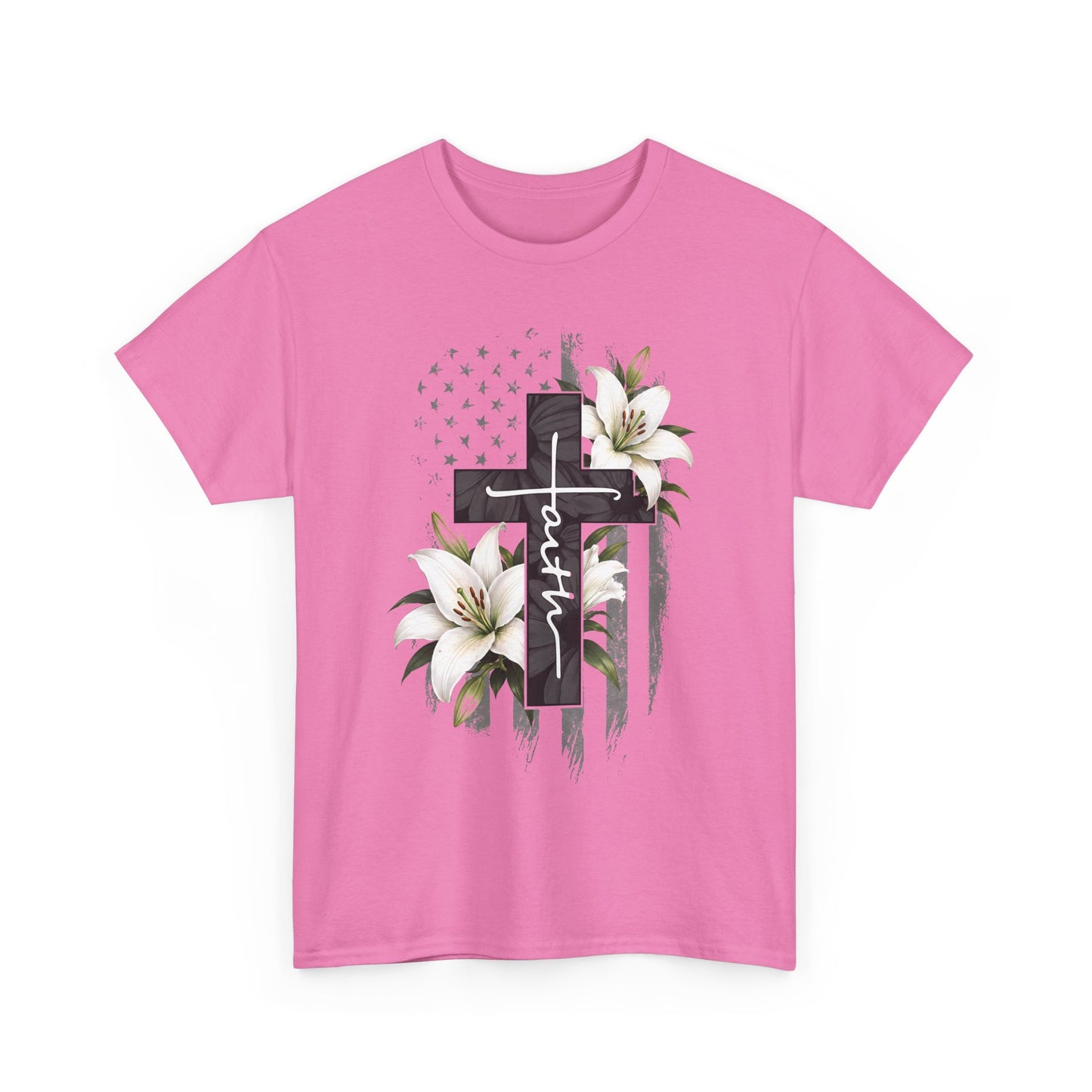 Faith Cross T-Shirt with Lilies