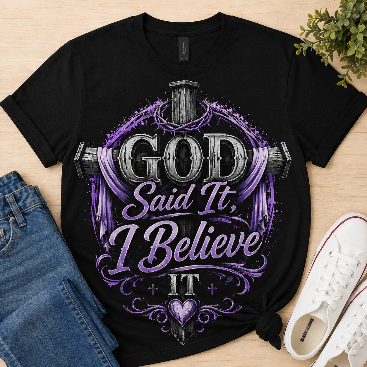 "God Said It, I Believe" Christian Tee