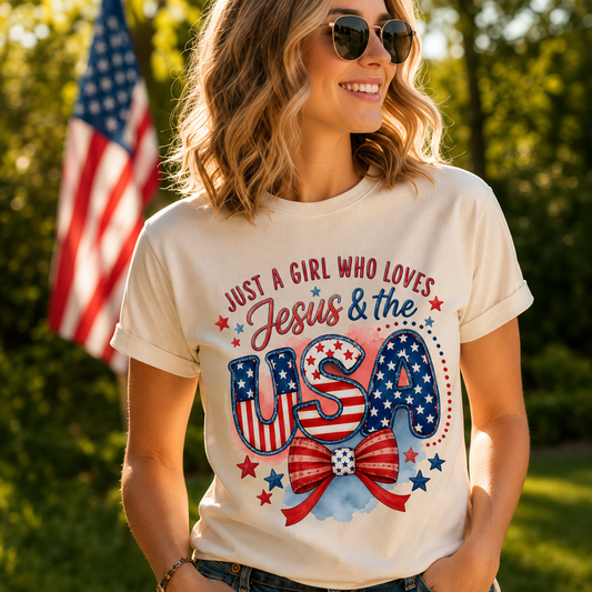 Just a Girl Who Loves Jesus & the USA T-Shirt