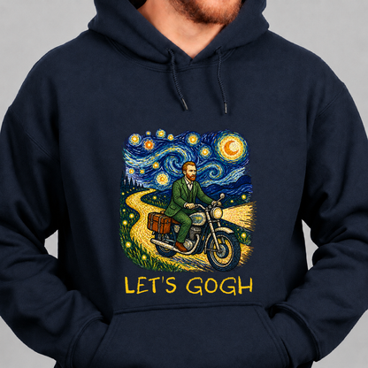 Let's Gogh Hoodie — Van Gogh Starry Night Motorcycle Sweatshirt