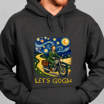 Let's Gogh Hoodie — Van Gogh Starry Night Motorcycle Sweatshirt