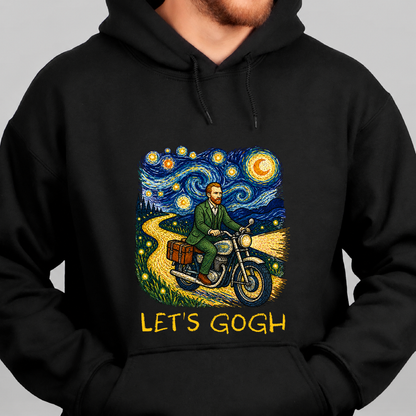 Let's Gogh Hoodie — Van Gogh Starry Night Motorcycle Sweatshirt