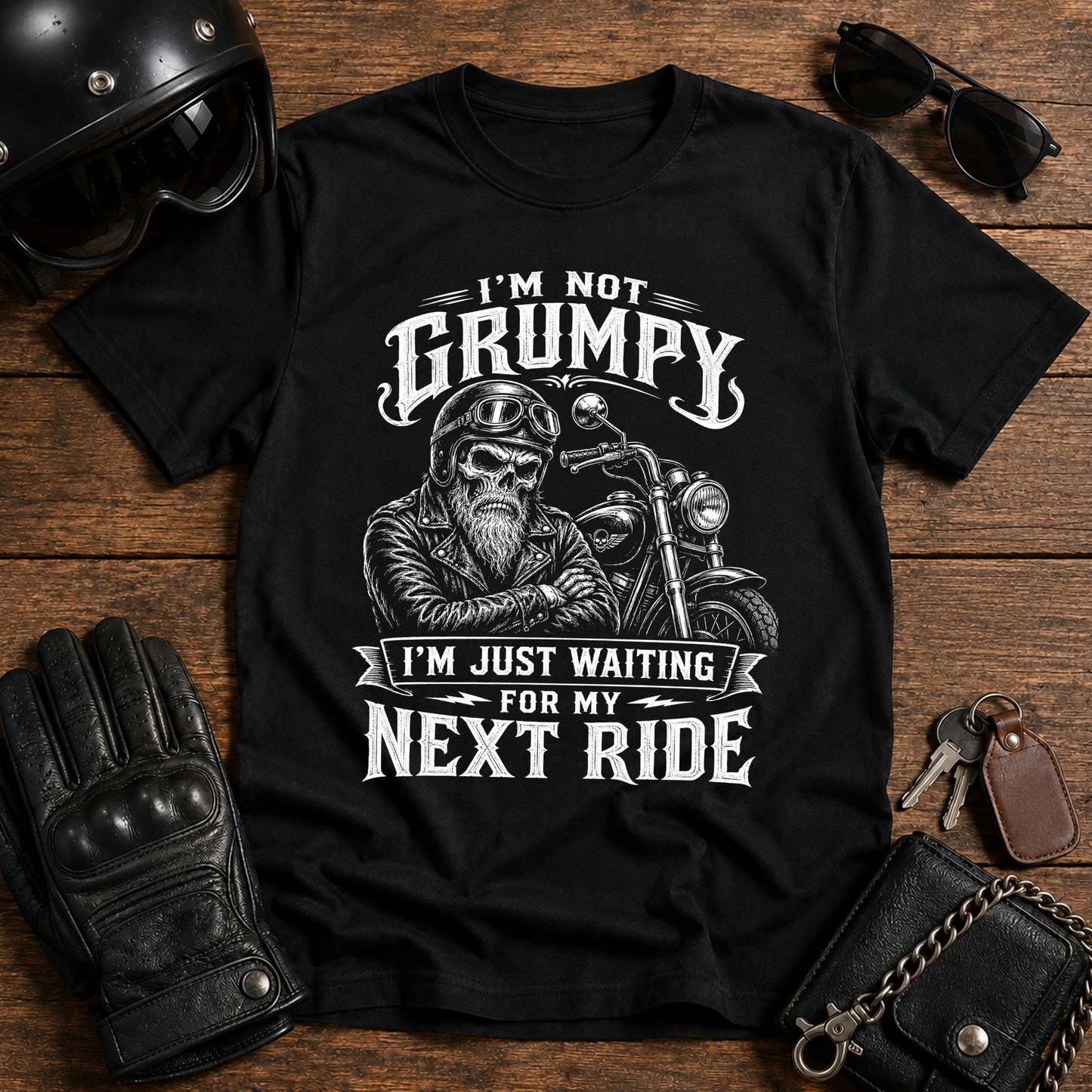 I'm Not Grumpy Motorcycle T‑Shirt