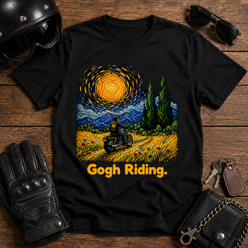 Gogh Riding Biker Van Gogh Art T-Shirt