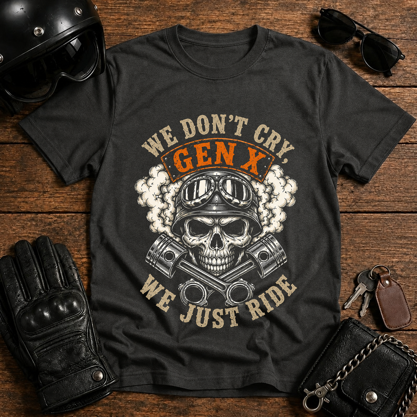 Gen X We Don't Cry We Just Ride T‑Shirt